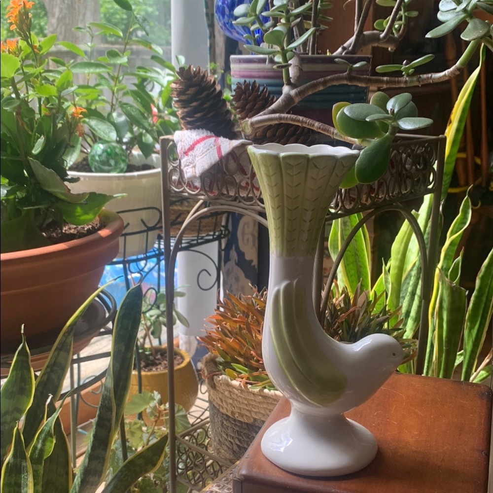 Jordan Green and White Sculptural Vase Accent